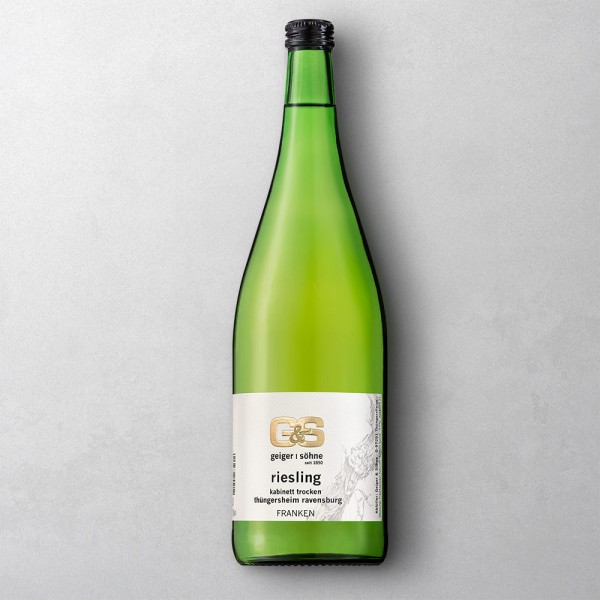 Riesling Weißwein aus Franken Kabinett trocken in der Literflasche