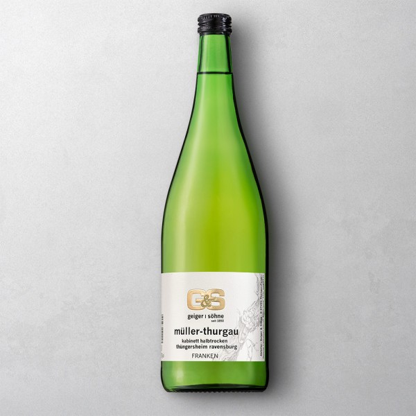 Müller Thurgau Weißwein aus Franken Kabinett halbtrocken in der Literflasche